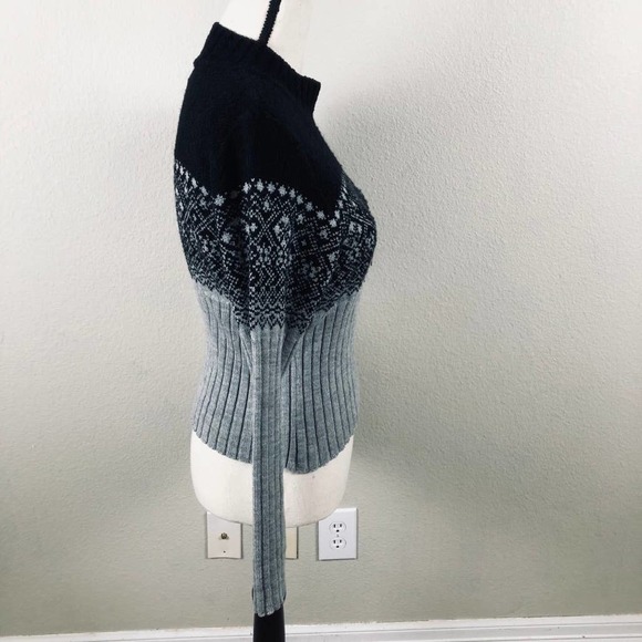 Glory USA Sweater Black White Fairisle Mock Neck Pullover Cropped Size Small - Picture 10 of 14